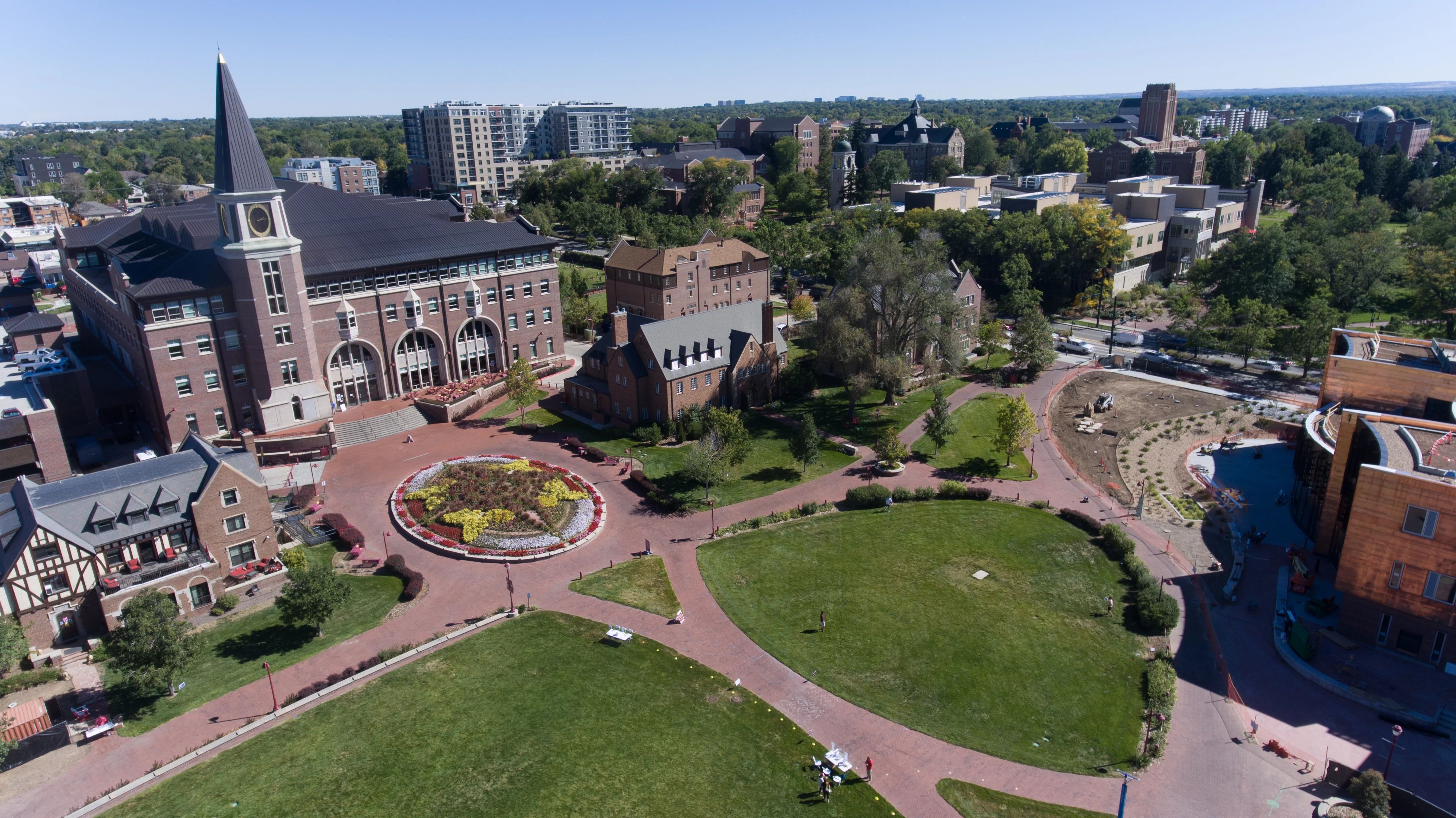 drone view of campus