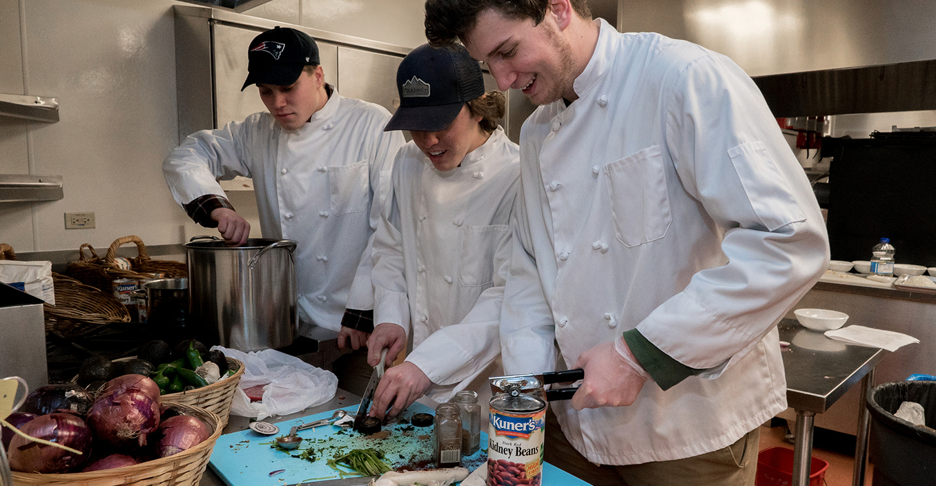 Students participate in a chili cook-off, a mainstay at our annual Winter Carnival.